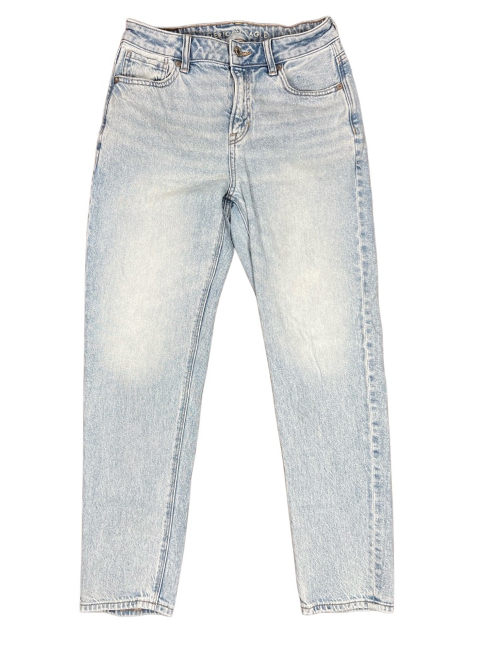 American Eagle Strigid Mom Jeans Size 2 Light Wash High Rise Straight Leg